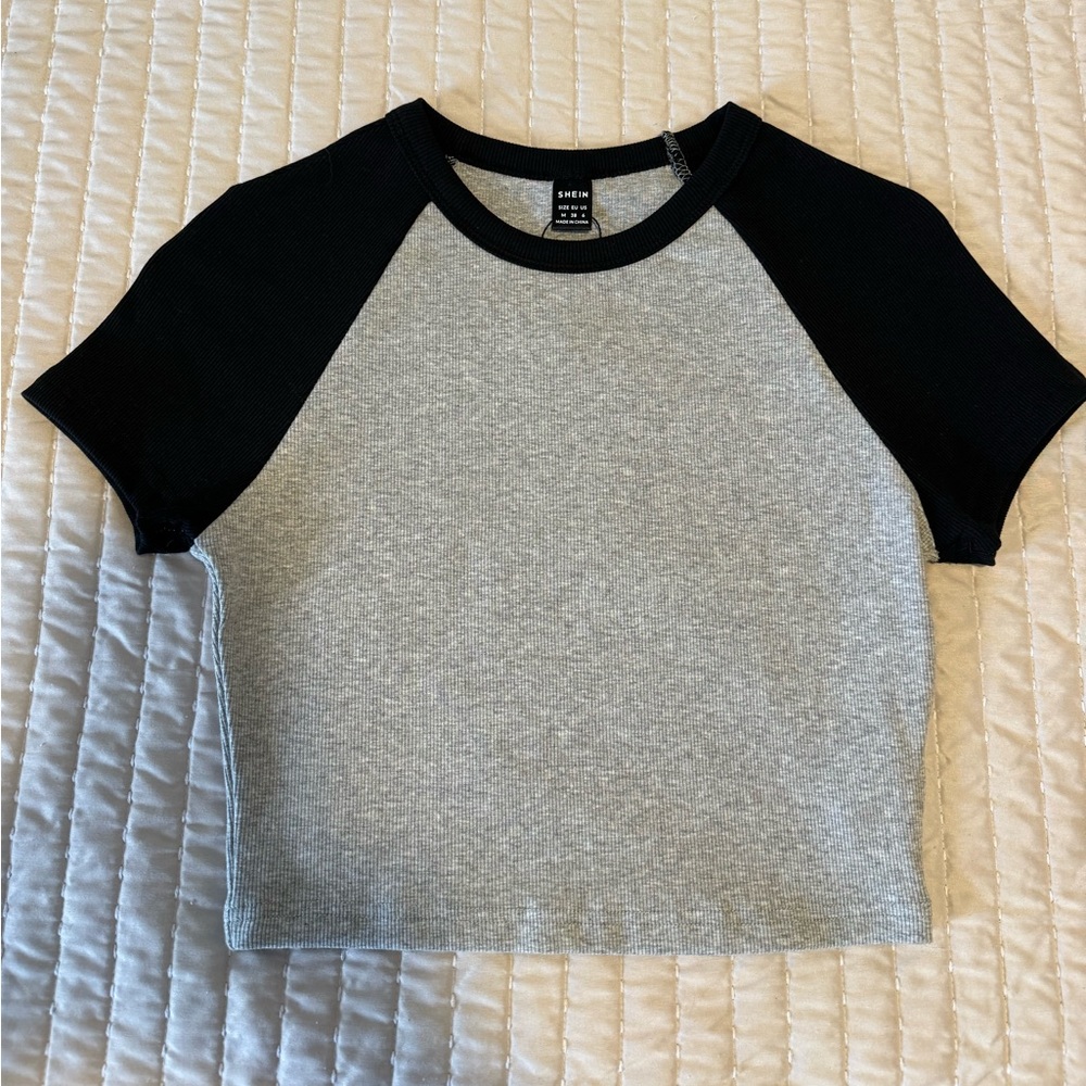 Black and grey baby tee